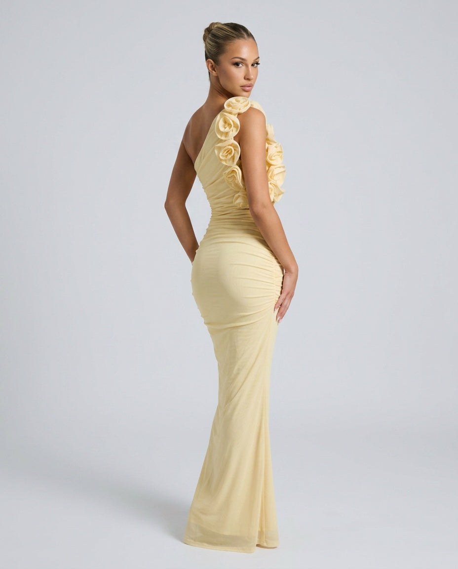 Lara | One Shoulder Ruffle Maxi Dress
