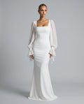 Vivienne | Maxi Chiffon Sleeve Dress in White