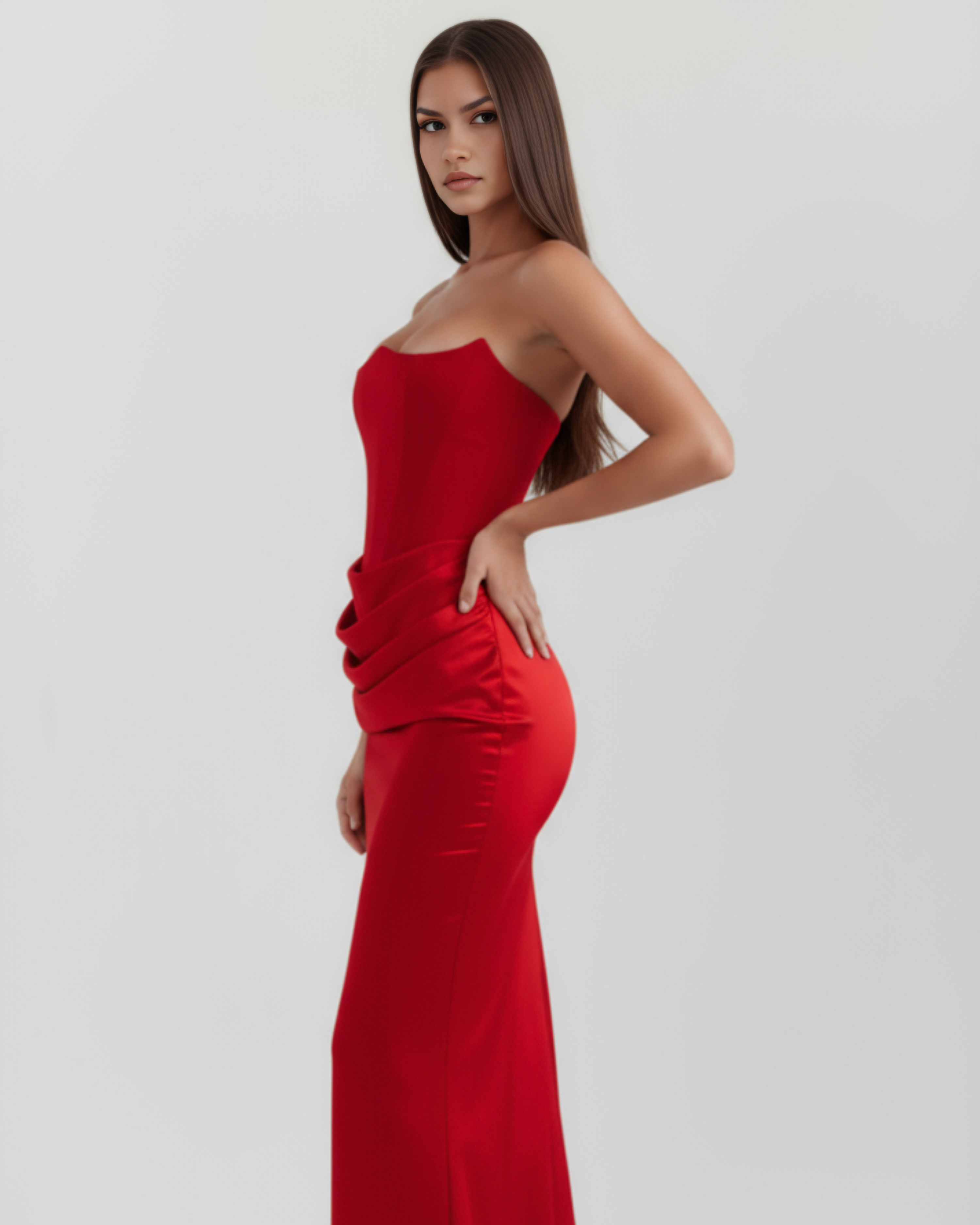 Noelia | Strapless Corset Ruched Maxi Dress
