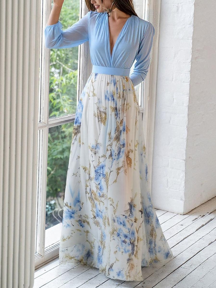 Mia | Sheer Bodice Floral Maxi Dress