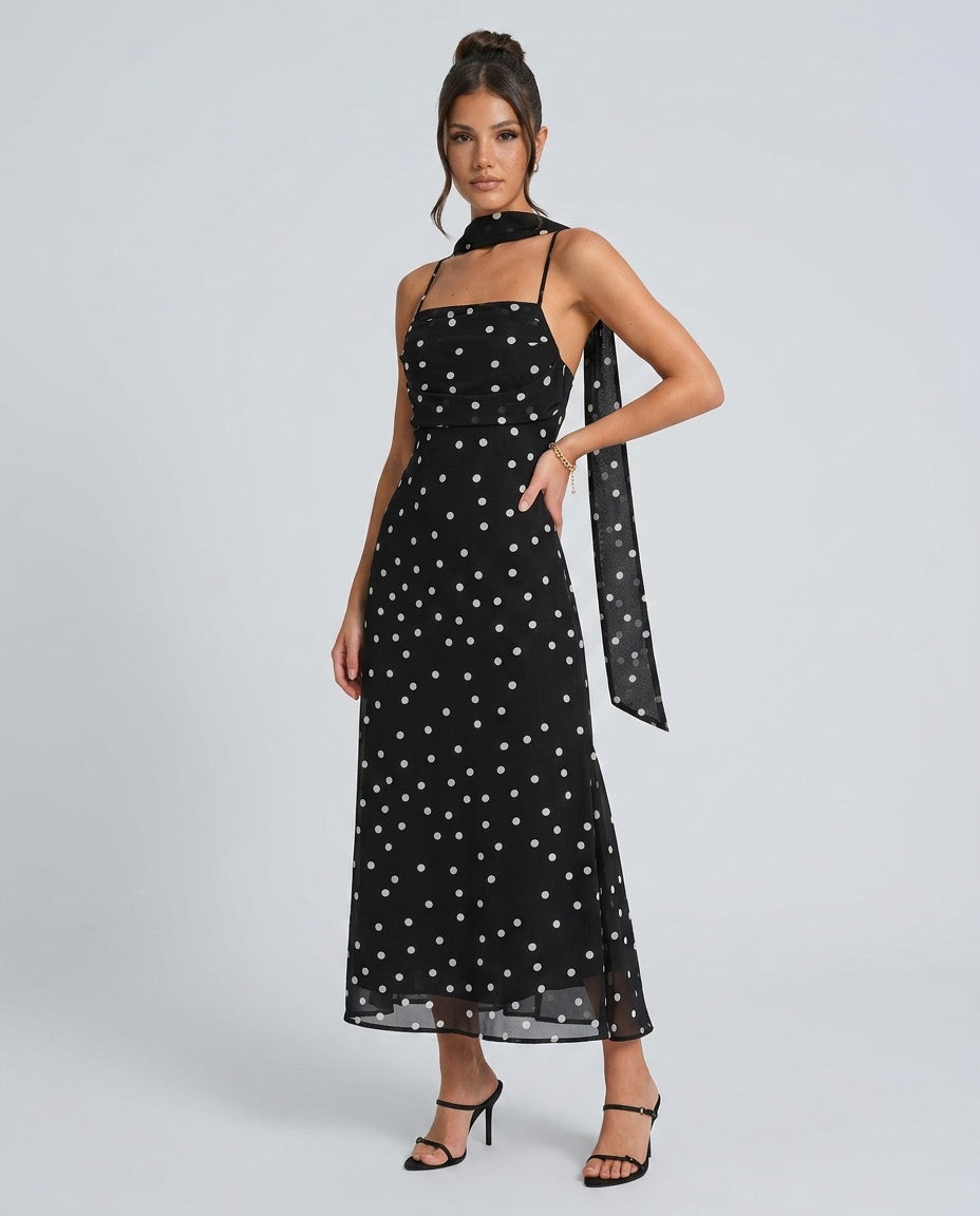 Simone | Polka Dot Slip Maxi Dress