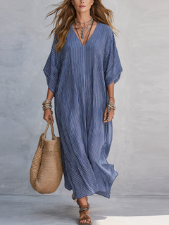 MARGOT — Pinstripe Minimalist Long Dress