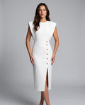 Frida | Sleeveless Side Button Midi Dress