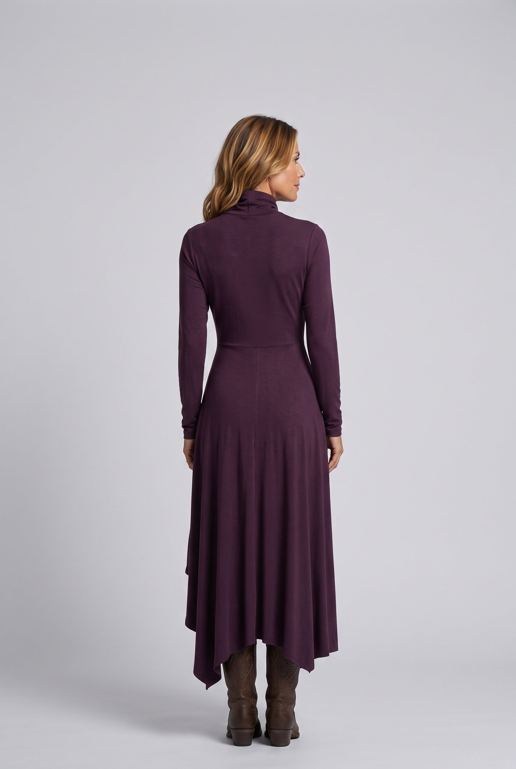 Bianca | Asymmetric Draped Turtleneck Maxi Dress