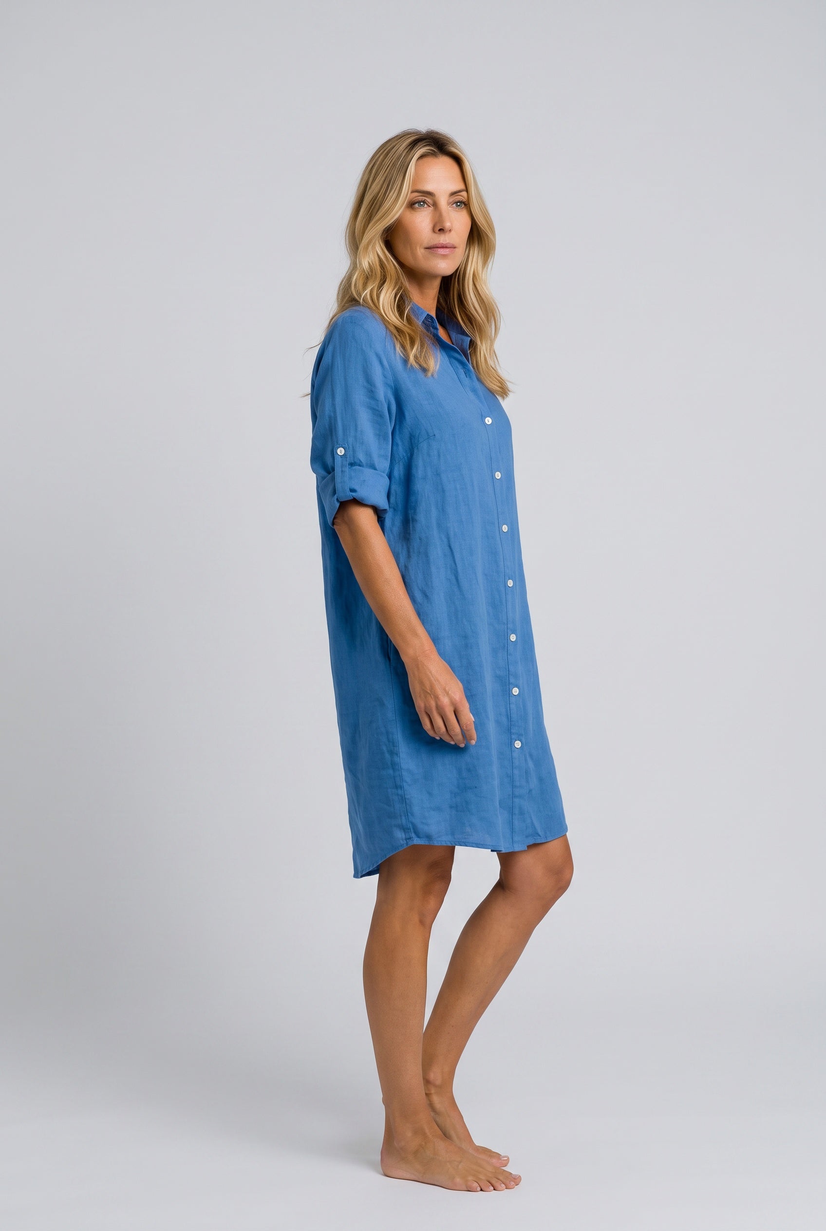Leticia | Button Front Midi Shirt Dress with Pockets