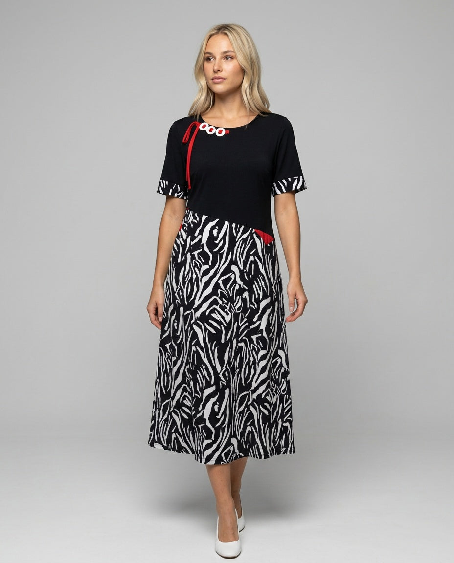 Hazel | Patchwork Zebra Cotton Mini Dress