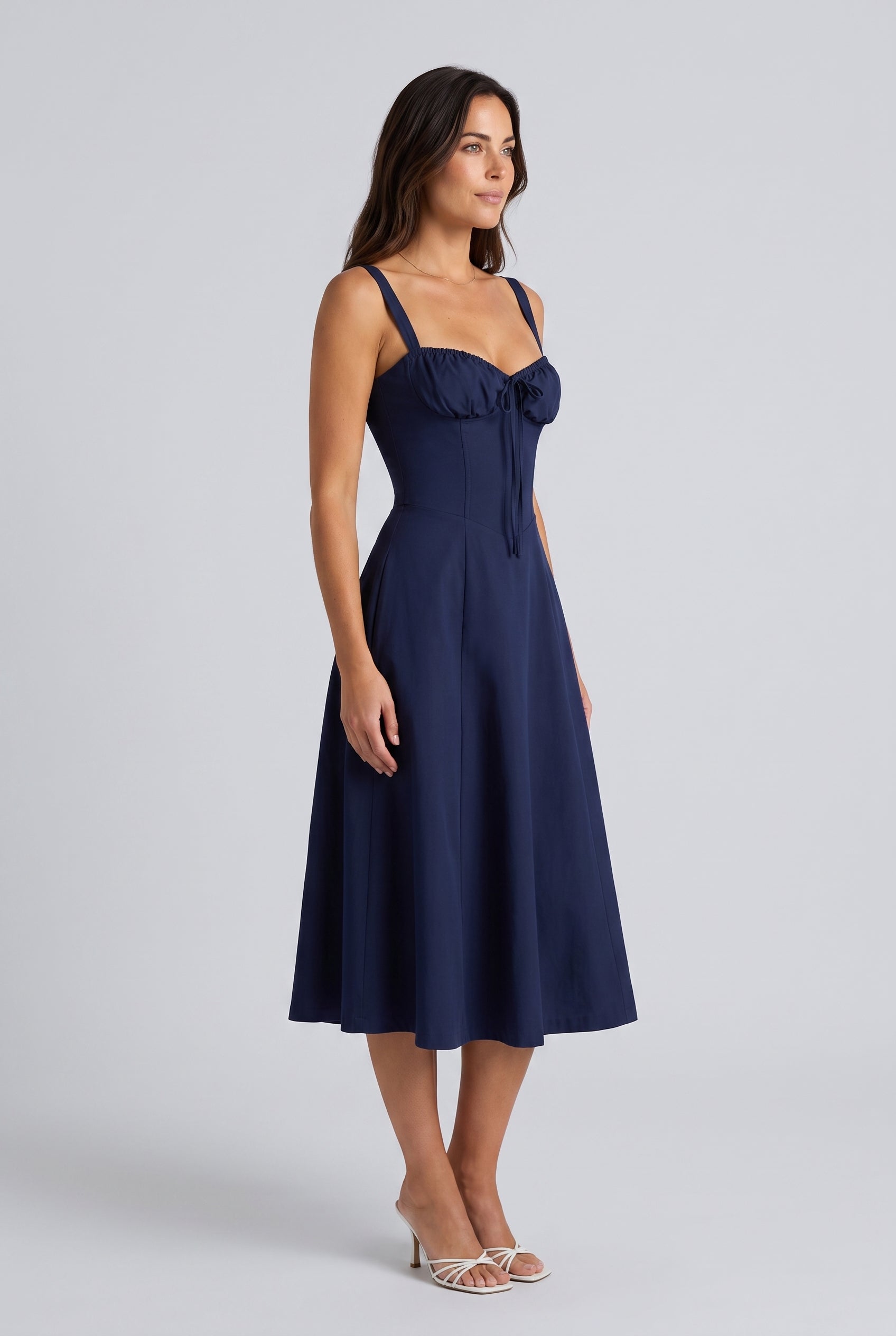 Thea | Fitted Defined-Waist Midi Dress