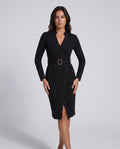 Valentina | Belted Structured Collar Midi Dress
