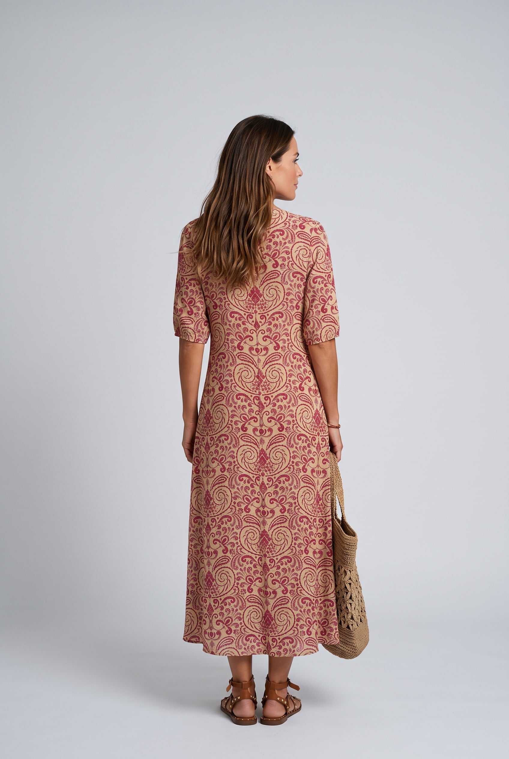 Sienna | Boho Floral Print Midi Dress