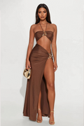Elin | Metal Detail Cut-Out Stretch Maxi Dress