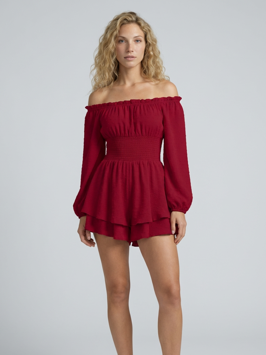 Arlena | Off-Shoulder Playsuit with Shirred Waist