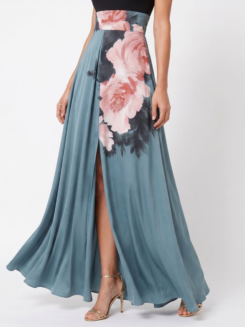 Scarlett | Halter Bodice Floral Maxi Dress