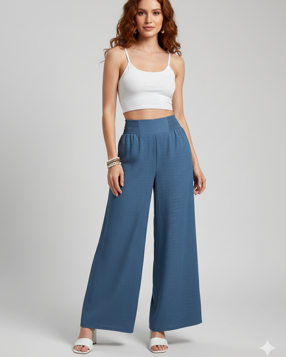 Lina | Wide-Leg Pants with Elastic Waist