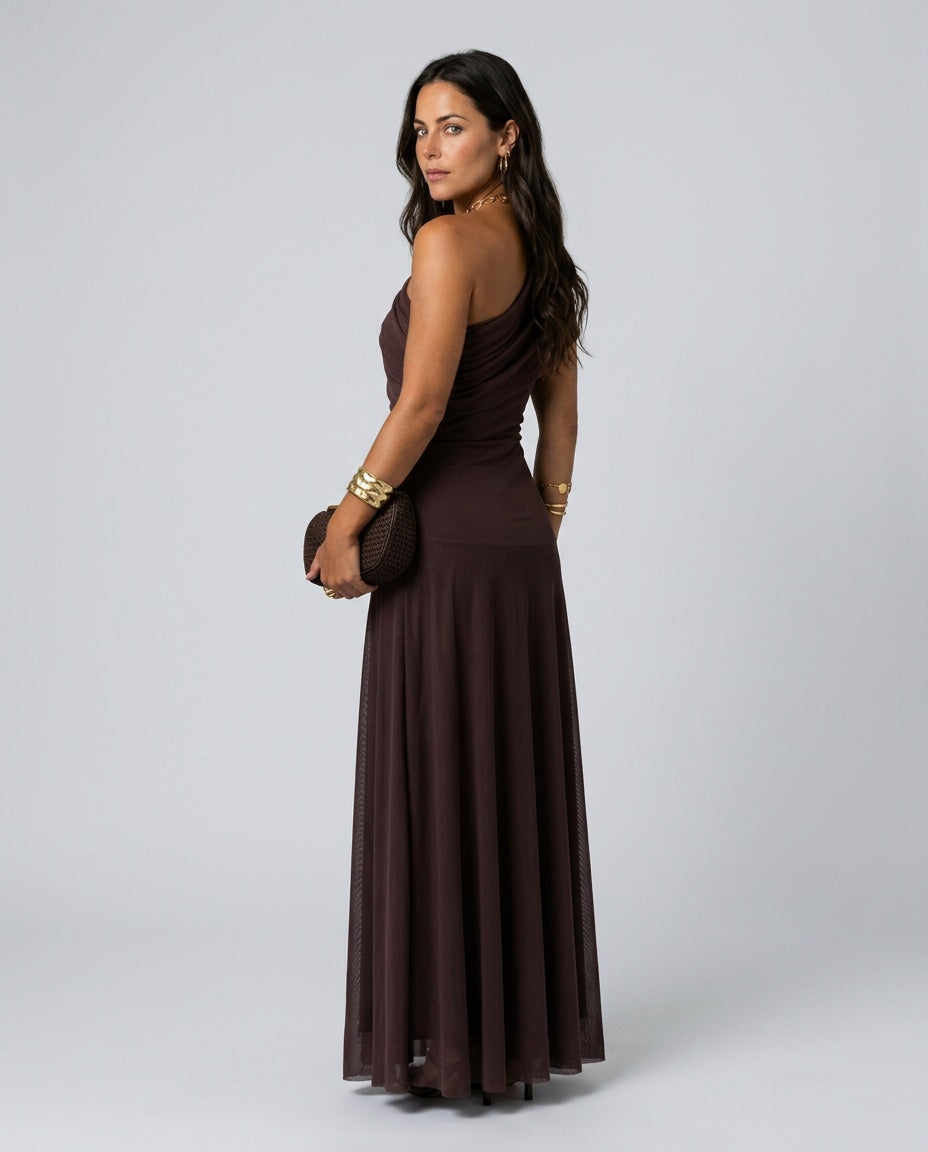 Saskia | One-Shoulder Pleated Maxi Dress