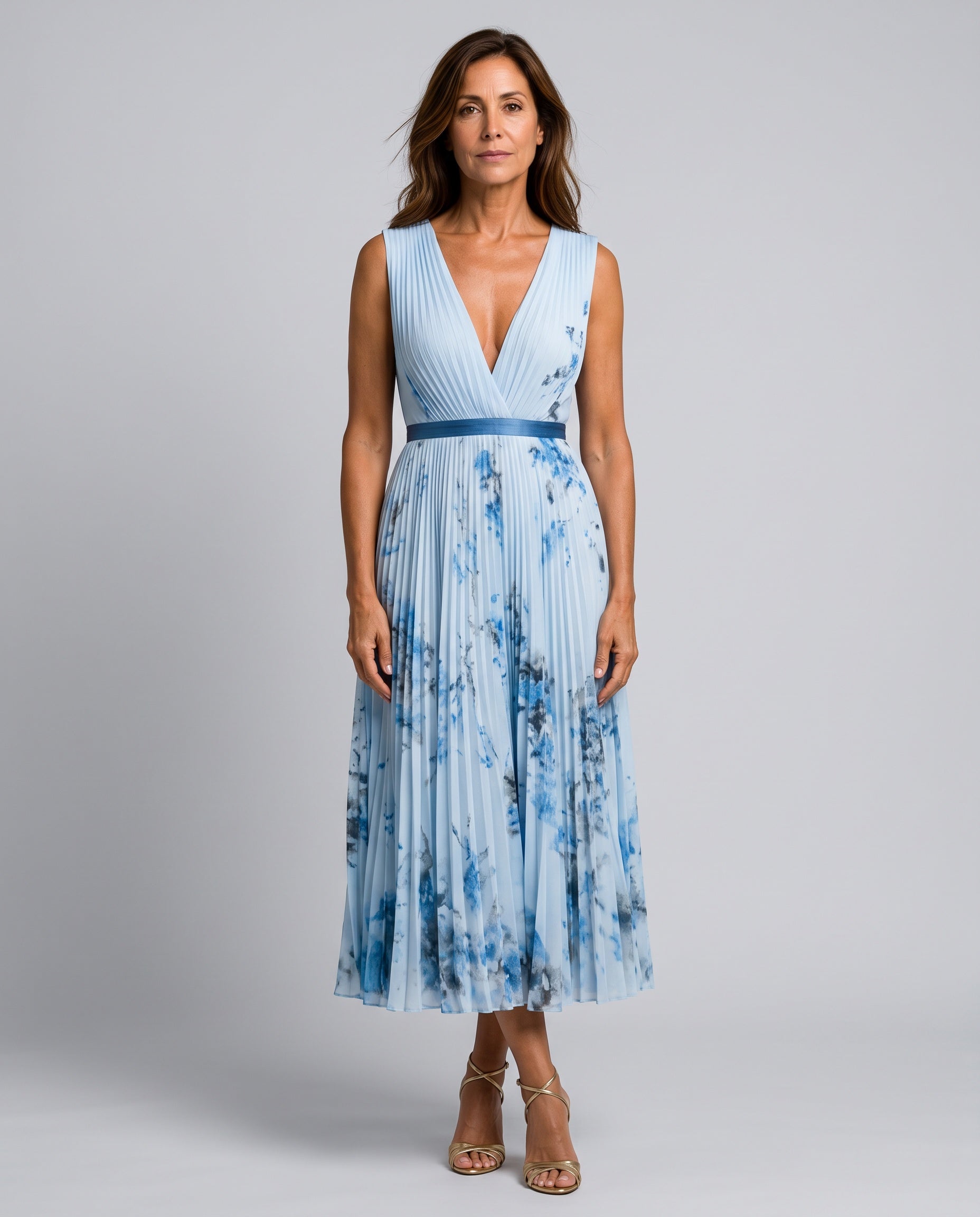 Ottilie | Pleated Sleeveless Maxi Dress