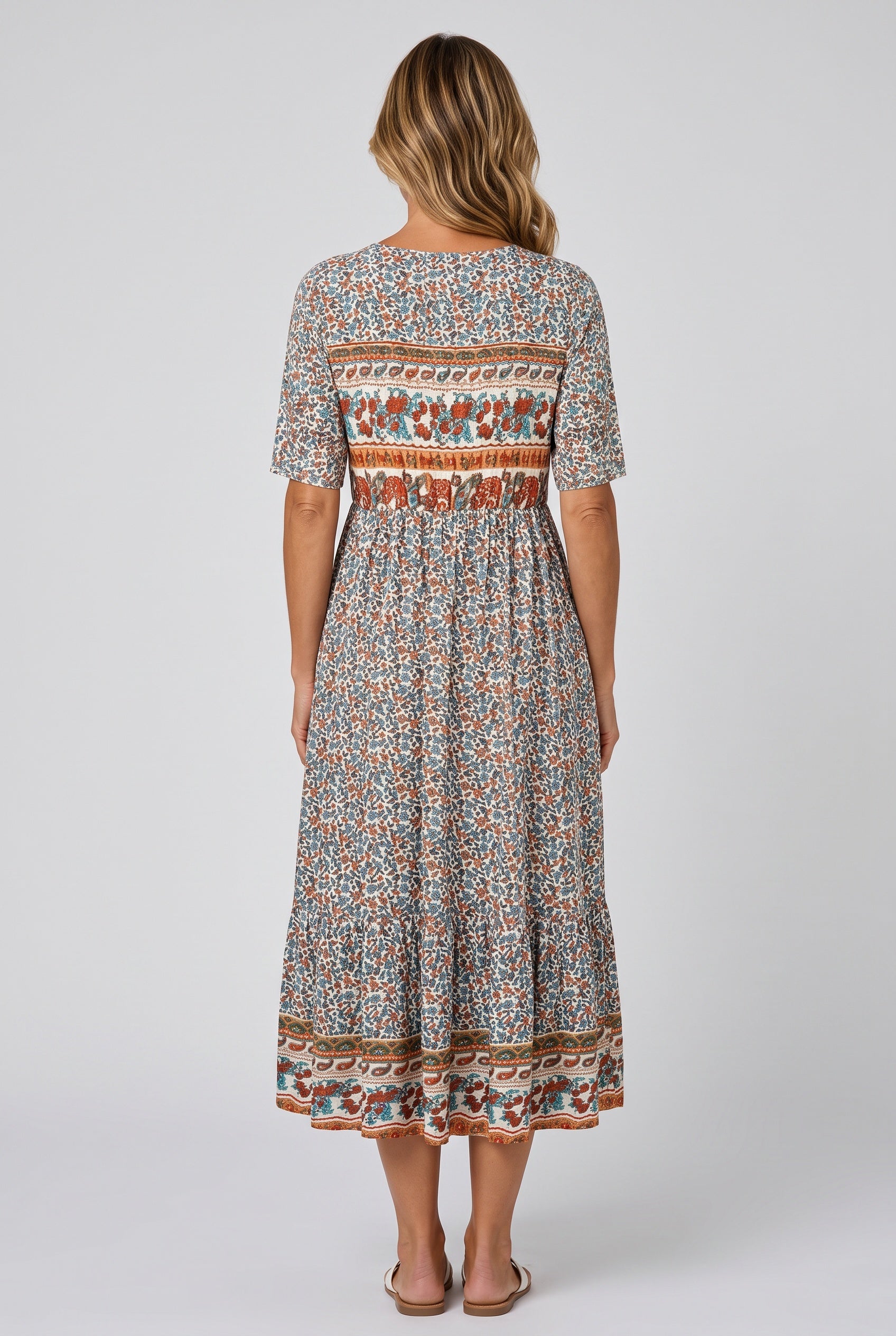 Noor | Boho Print Relaxed Midi Dress