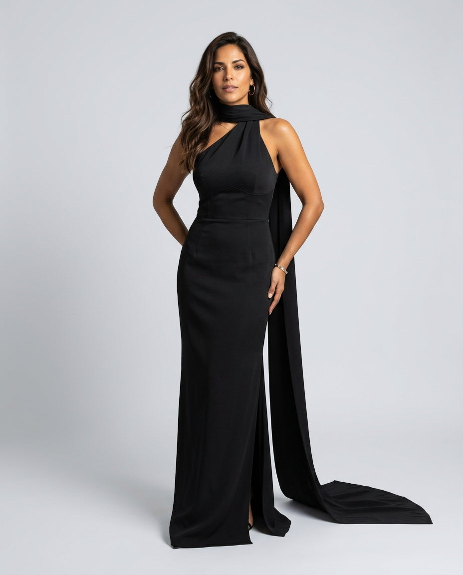 Celeste | Draped One-Shoulder Maxi Dress
