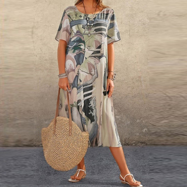 Elin | Relaxed Floral Print Midi Dress