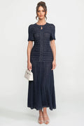 Priya | Short Sleeve Shimmer Knit Midi Dress