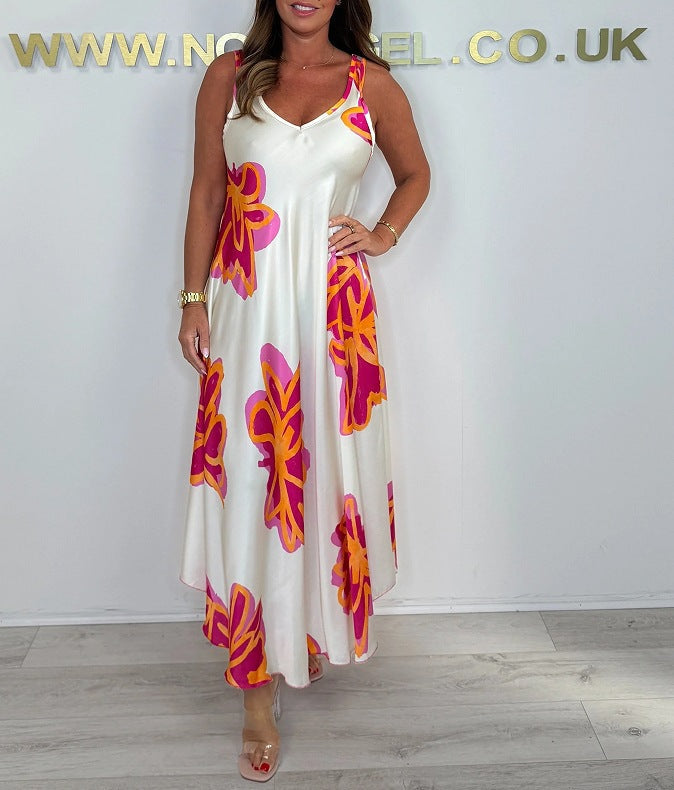 Nuria | Printed Spaghetti Strap Summer Maxi Dress