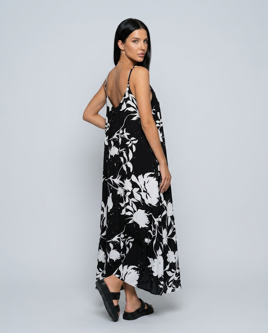 Sienna | Sleeveless Floral Cotton-Blend Midi Dress