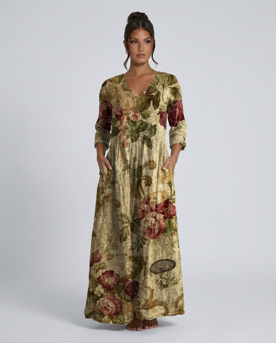 Bianca | Flowy V-Neck Floral Summer Maxi Dress