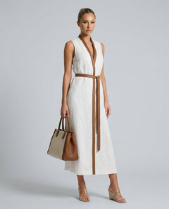 Ines | Sleeveless Contrasting Trim Midi Dress