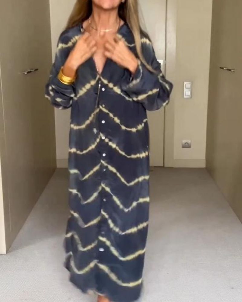 Liv | Long Sleeve Boho Striped Maxi Dress