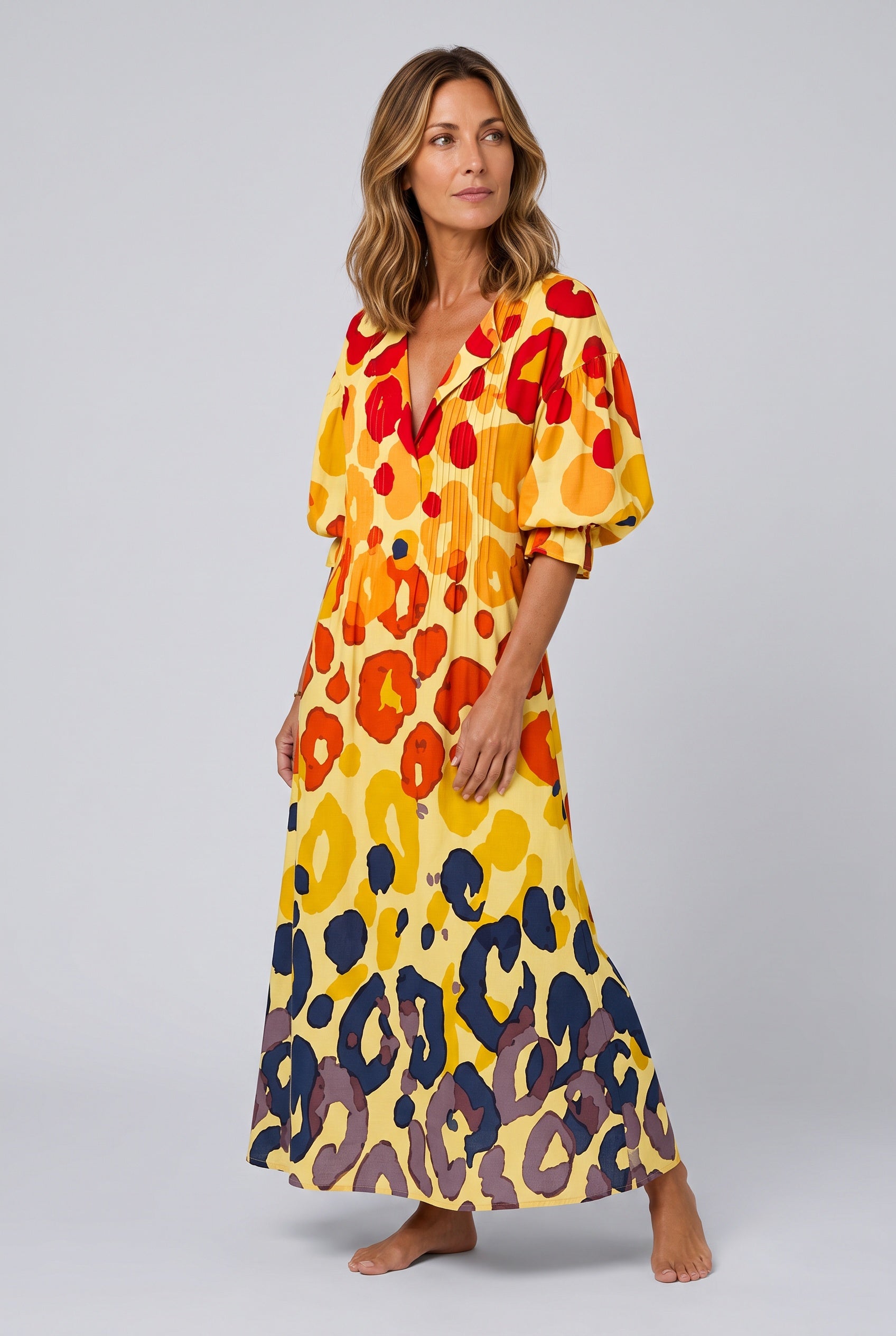 Anouk | Floral V-Neck Short Sleeve Maxi Dress