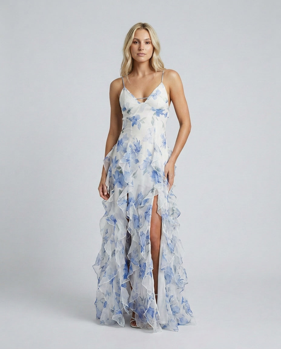 Gemma | Ruffled Floral Print Maxi Dress