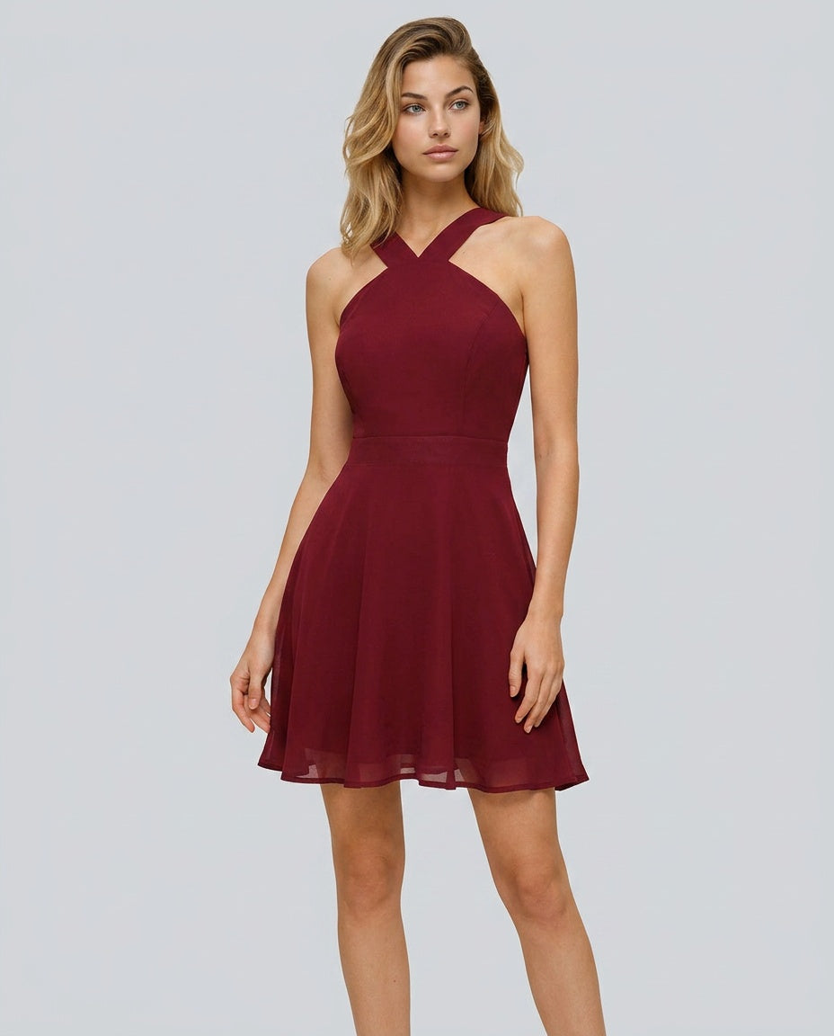 Camille | Sleeveless A-Line Cocktail Mini Dress