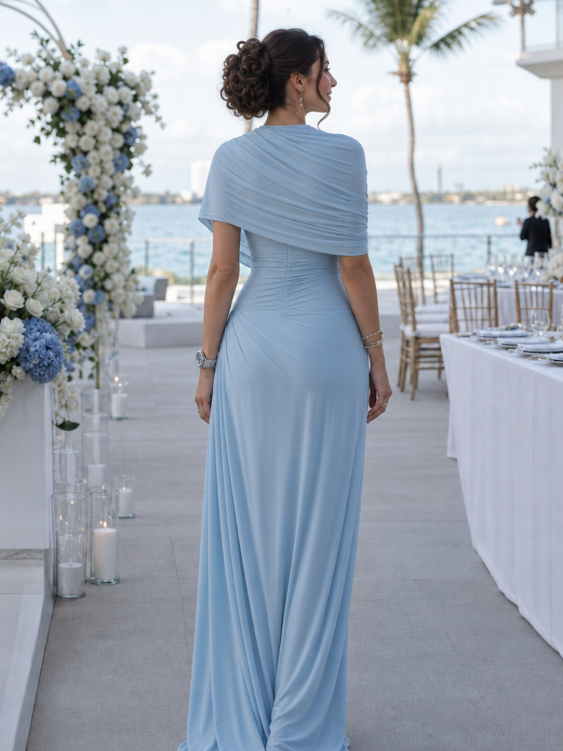 Thael | One-Shoulder Draped Bodice Maxi Dress