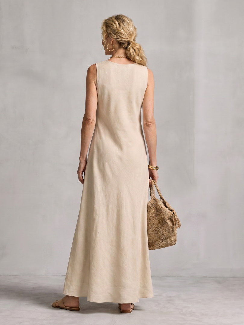 Noor | Asymmetric Layered Round Neck Maxi Dress