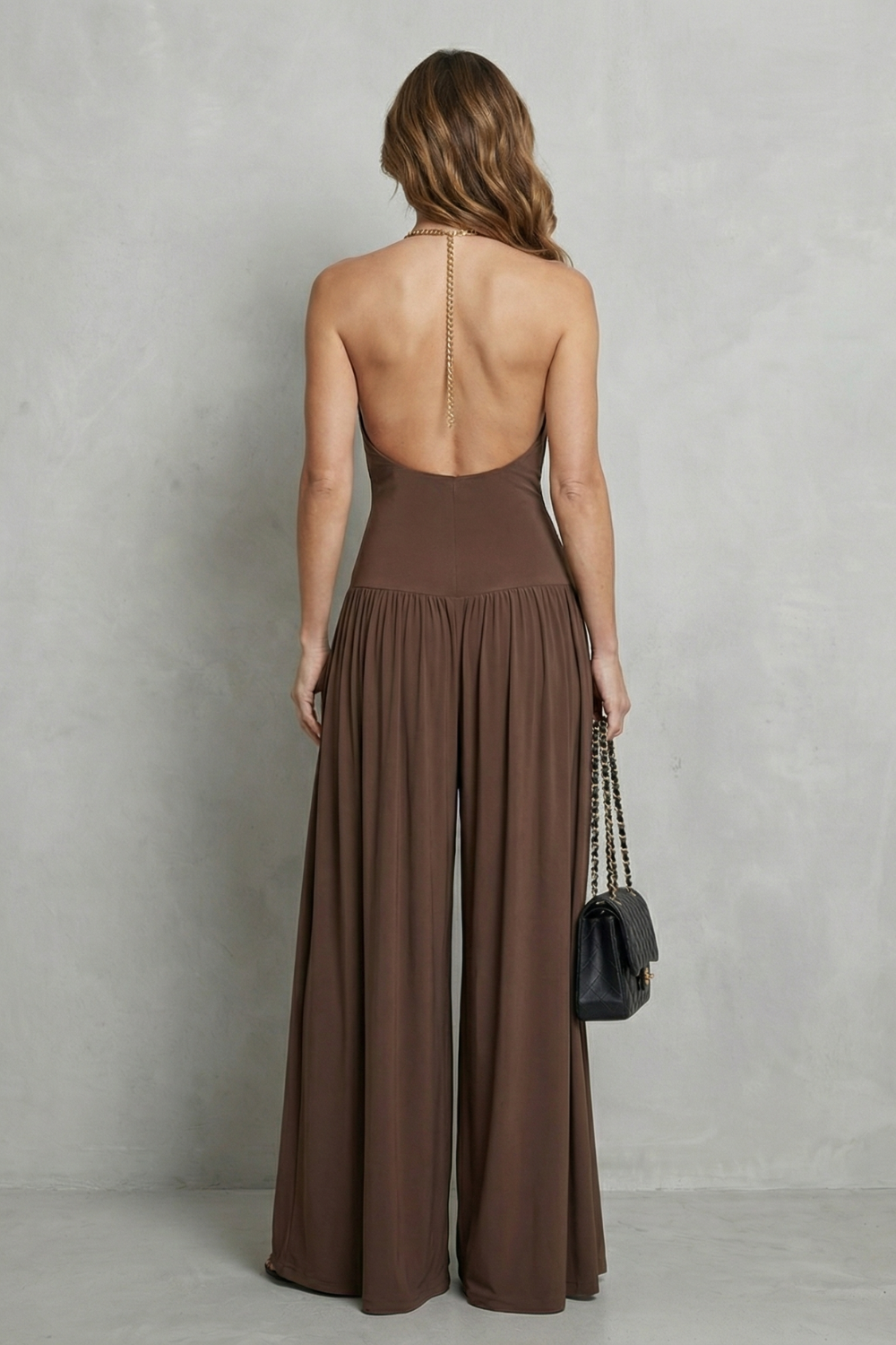 Naia | Draped Halter Wide-Leg Two-Piece Set