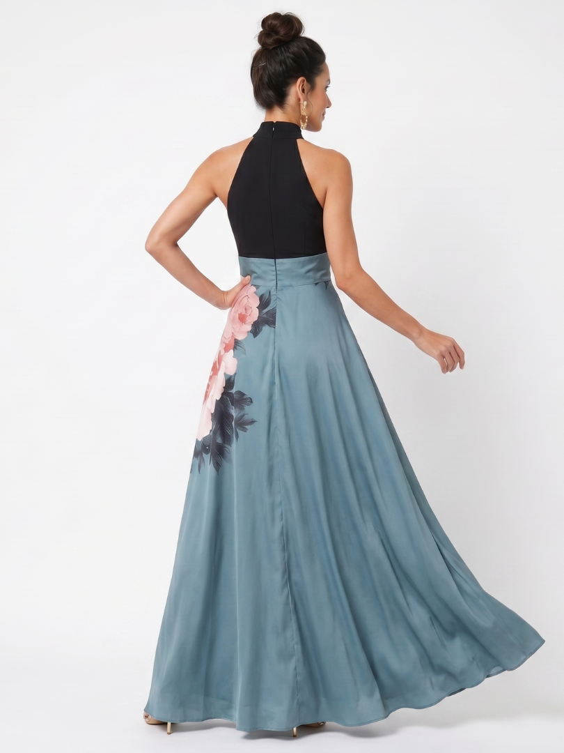 Scarlett | Halter Bodice Floral Maxi Dress