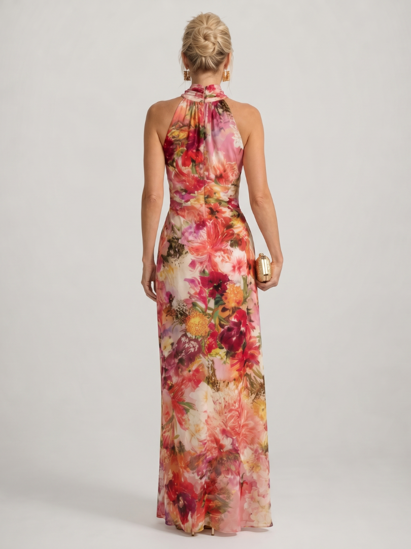 Hazel | Halter Neck Floral Print Maxi Dress