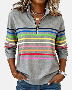 Iris | Striped Half-Zip Sweatshirt for Women