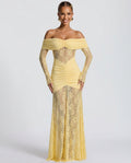 Sabine | Lace Long Sleeve Strapless Maxi Dress