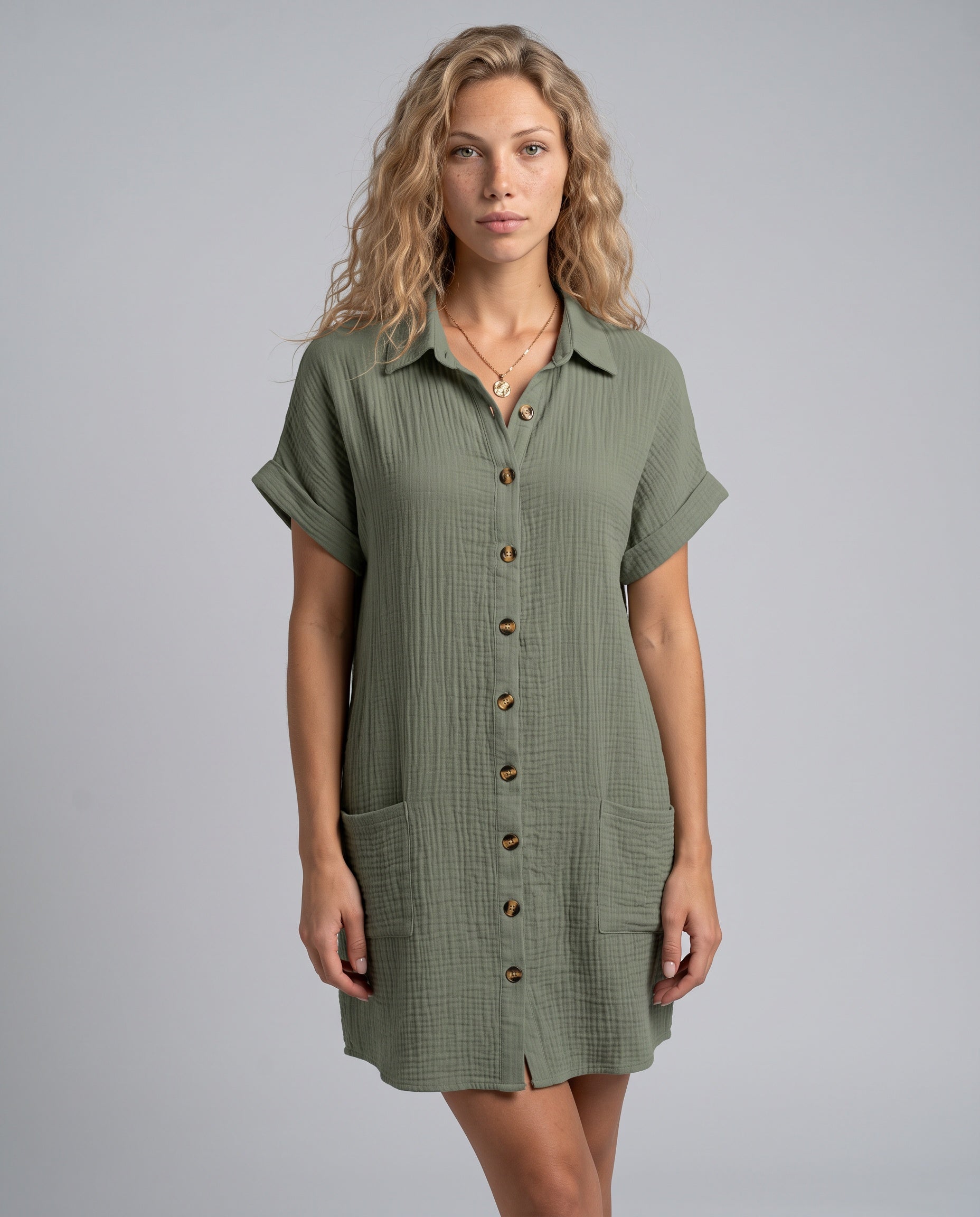 Beatrix | Collared Button Front Mini Dress