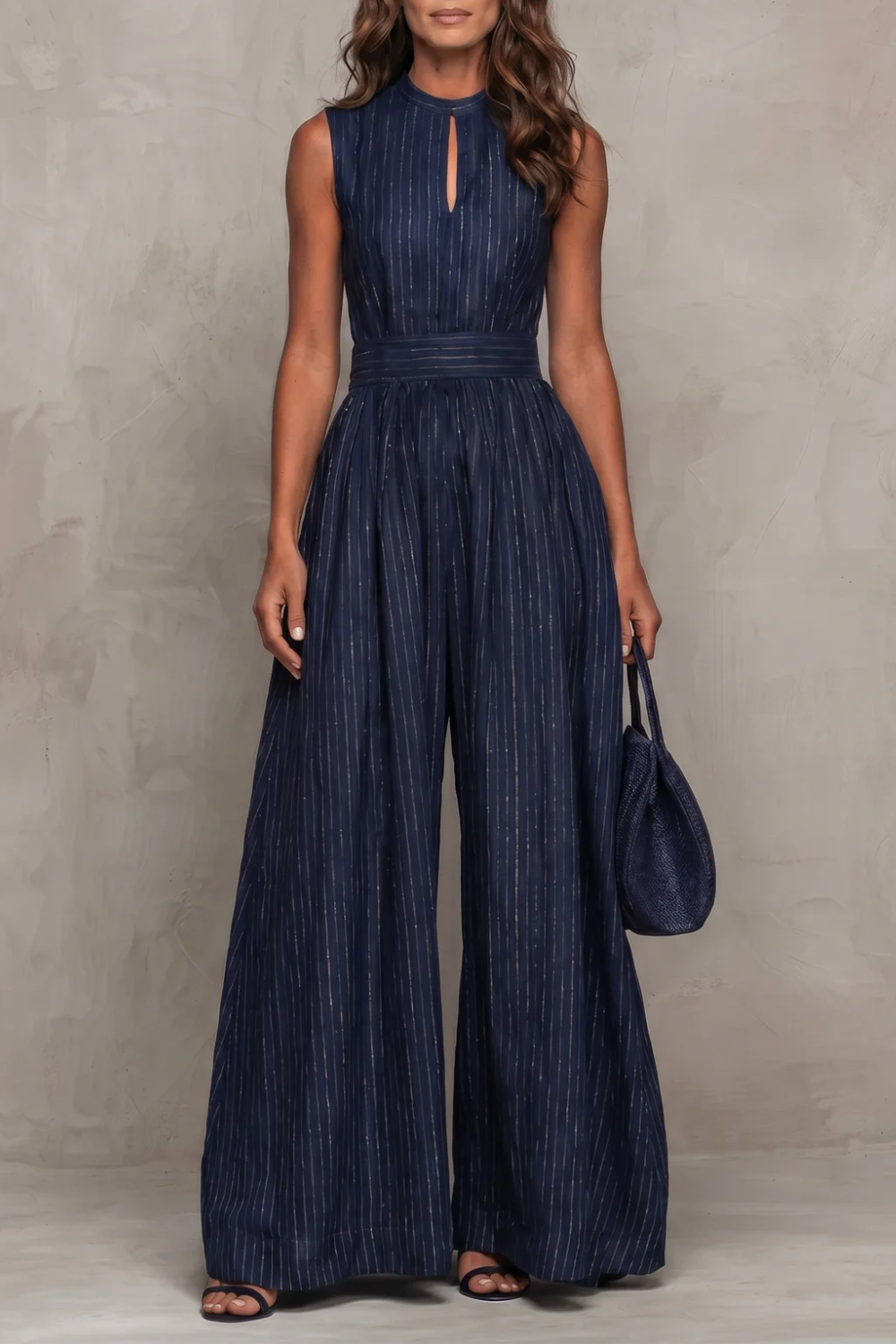Séréna | Striped Keyhole Wide-Leg Jumpsuit