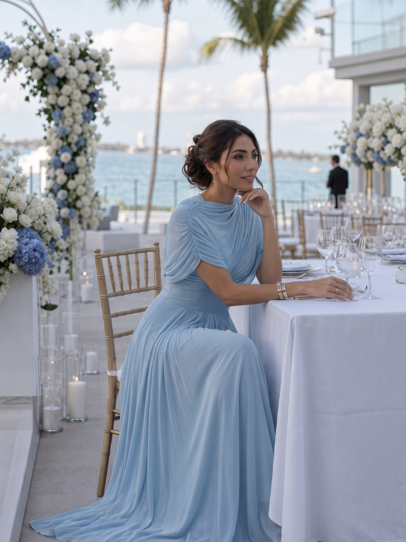 Thael | One-Shoulder Draped Bodice Maxi Dress