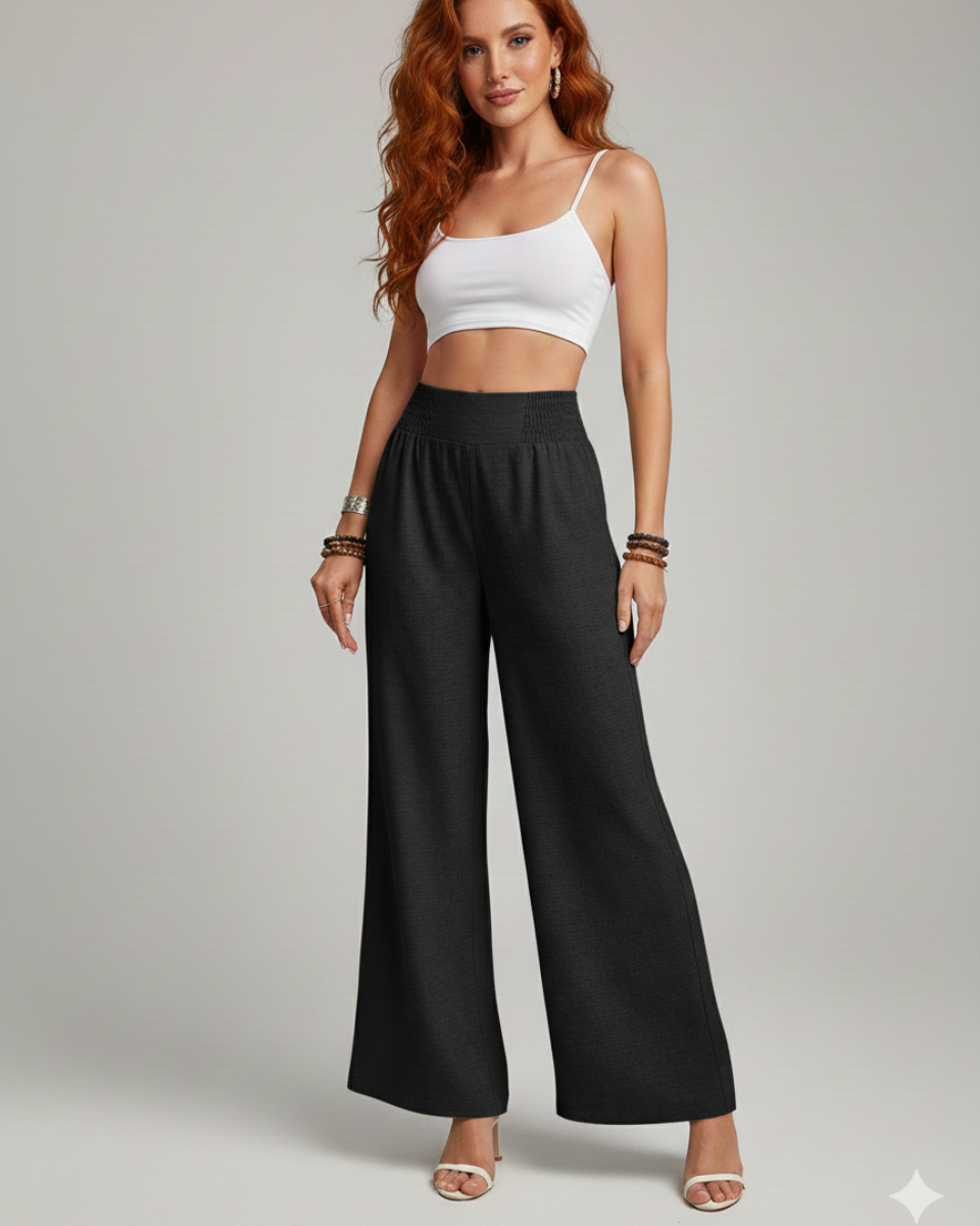 Lina | Wide-Leg Pants with Elastic Waist