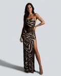 Zarina | Zebra Lace Splicing Side-Slit Maxi Dress