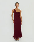 Léonie | Draped Wine Maxi Dress
