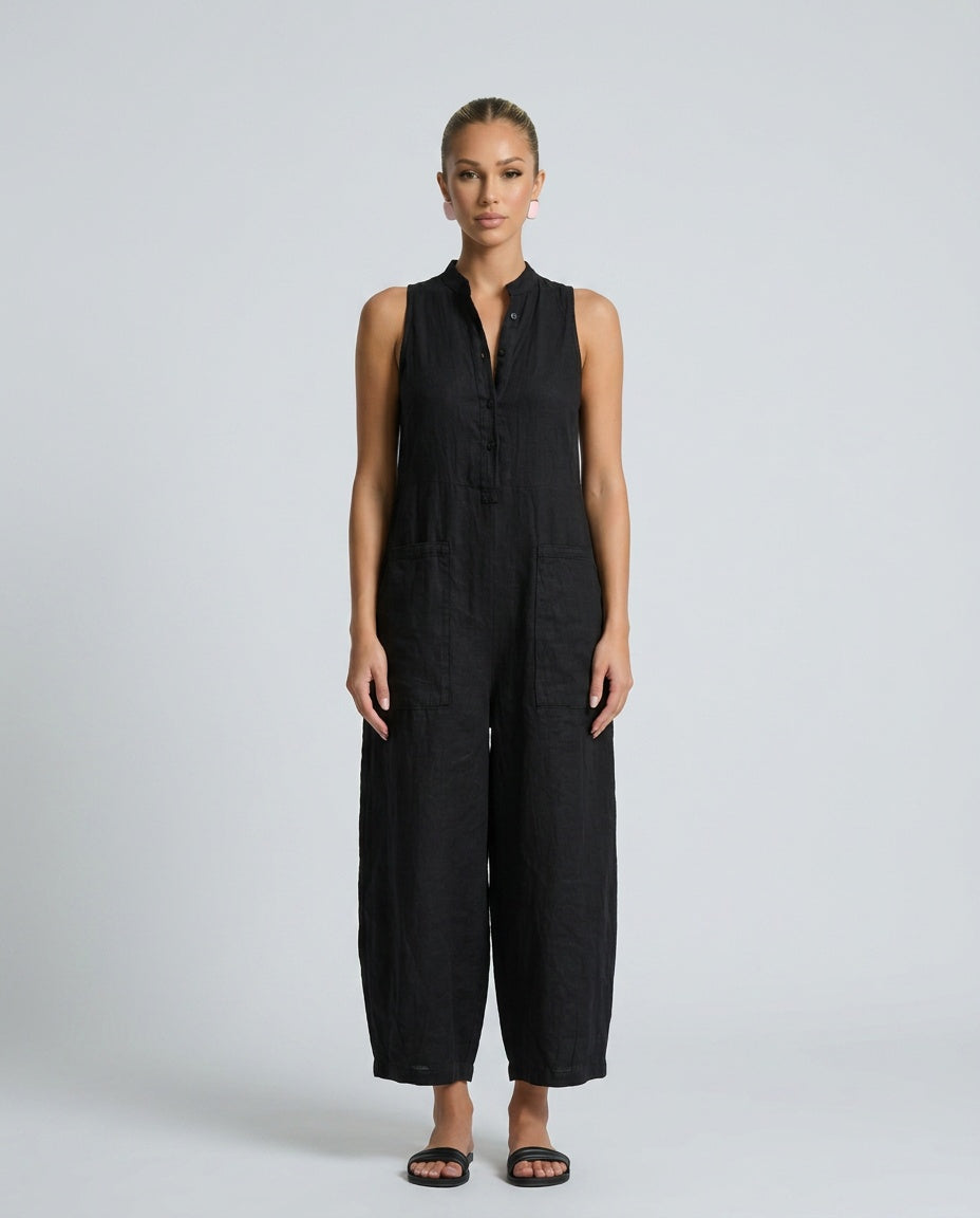 Harper | Linen-Blend Sleeveless Loose Jumpsuit