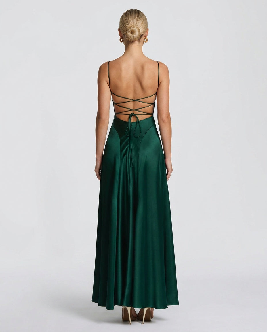 Adelina | Ruched Spaghetti Strap Maxi Dress