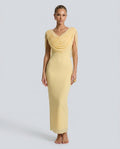 Solvei | Cowl Neck Sleeveless Yellow Maxi Dress
