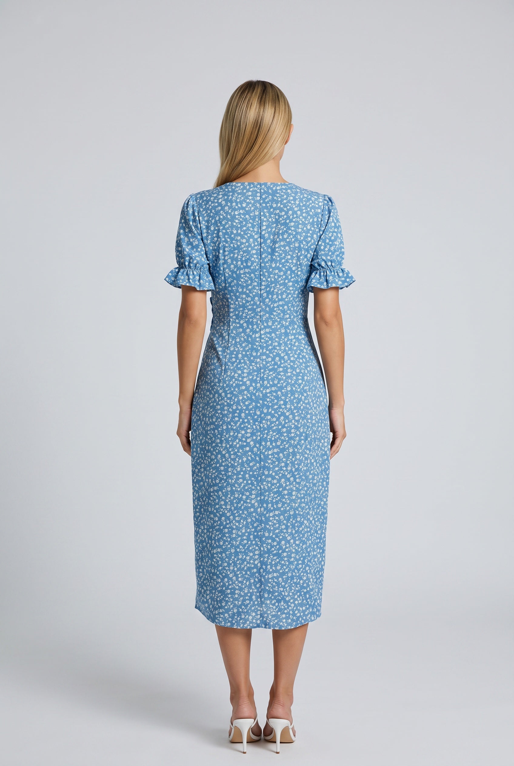 Greta | V-Neck Wrap Short Sleeve Midi Dress