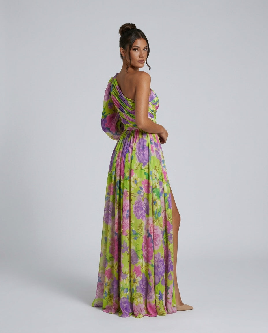 Nadia | One-Shoulder Floral Slit Maxi Dress