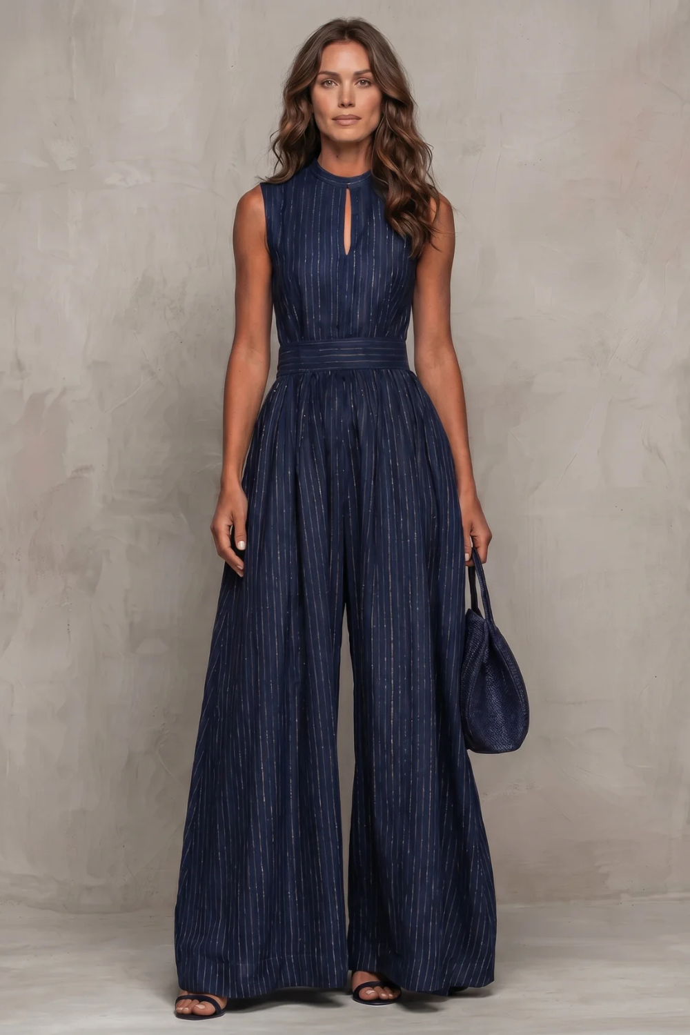 Séréna | Striped Keyhole Wide-Leg Jumpsuit